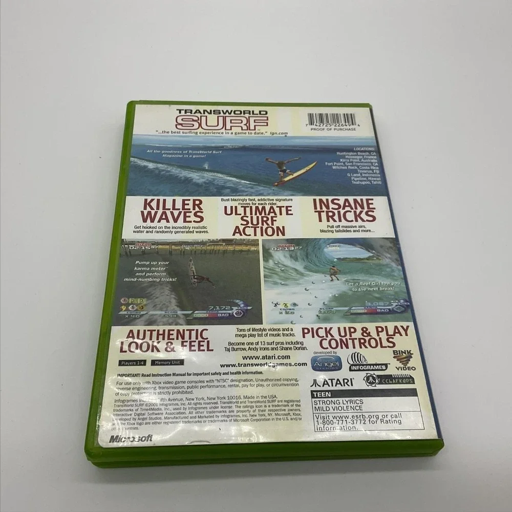 Transworld Surf Microsoft XBOX Game T Atari 2001 NTSC Surfing Sports Extreme